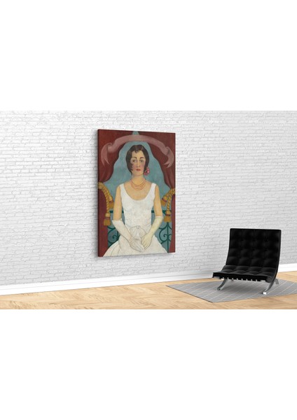 Frida Kahlo- Portrait Of A Lady In White Kanvas Tablo