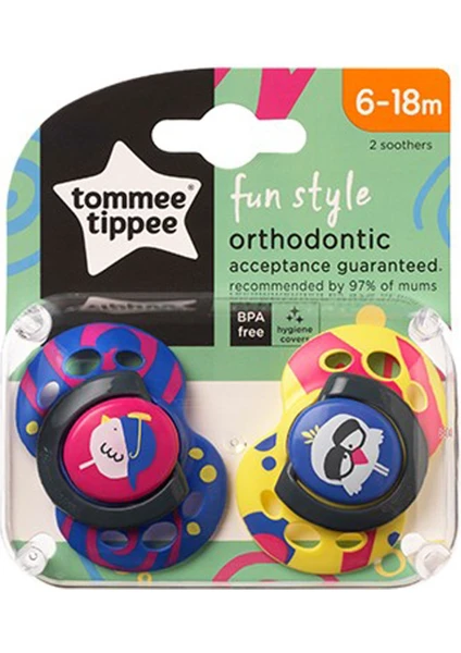 Tommee Tippee Fun Style Ortodontik Emzik 2'li 6-18 Ay