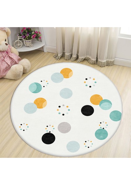 Bebişim Puantiyeli Yuvarlak Çocuk Halısı