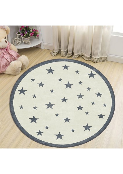 Bebişim Yılldızlı Yuvarlak Çocuk Halısı
