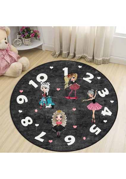 Bebişim Sevimli Kız Yuvarlak Çocuk Halısı