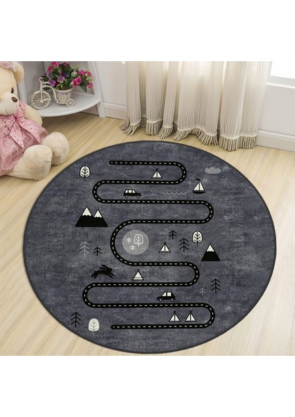 Bebişim Eğitici Yol Yuvarlak Çocuk Oyun Halısı