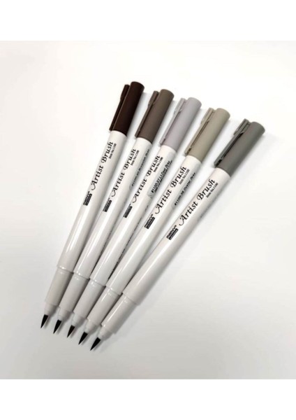 Artist Brush Pen Fırça Uçlu Kalem Seti Gri Tonlar 5'li