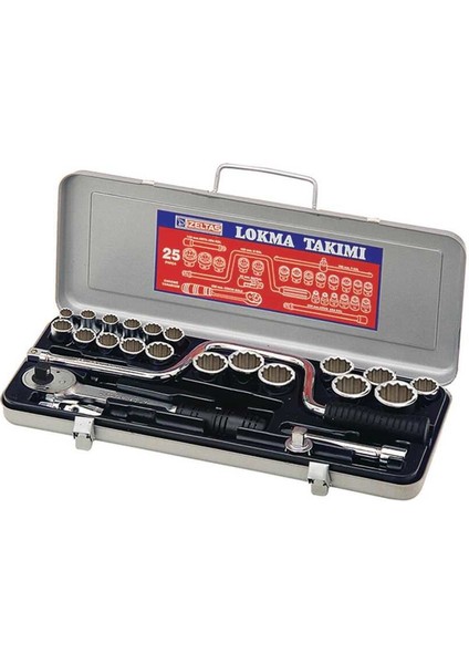 Izeltaş 24 Parça 1/2'' Oniki Köşe Lokma Anahtar Takımı (U Kolsuz)