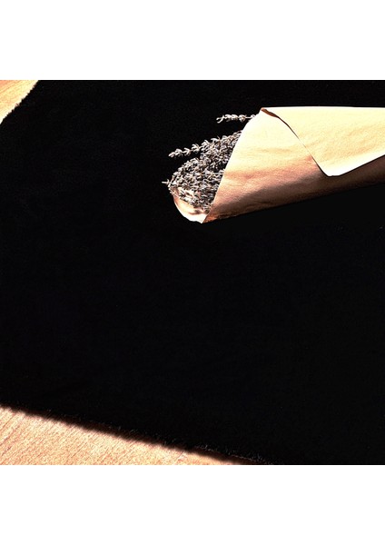 Rex Tavşanı Kısa Tüylü Post Peluş Halı Siyah modelleri