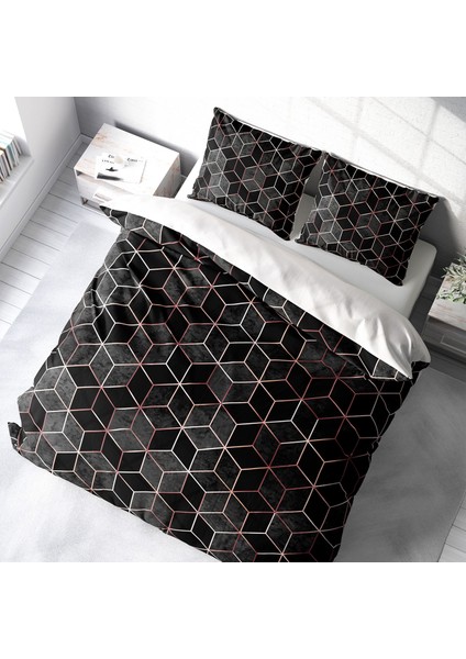 Gold Cube 3D Pamuk Saten Çift Kişilik Nevresim Takımı modelleri