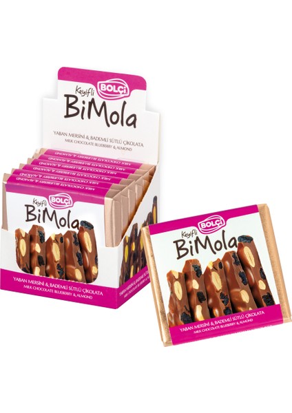 Bi Mola Sütlü Yaban Mersini Badem Tablet Çikolata 70 gr