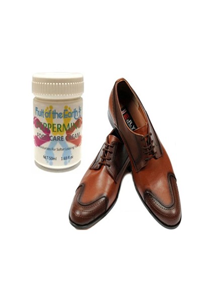 Taba Renkli Erkek Ayakkabı ve Foot Care Cream 50 ml Ayak Bakım Kremi Nane Ferahlığı ve Kokusu