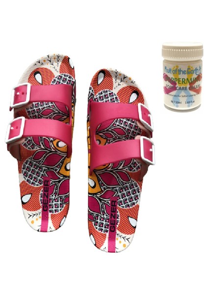 Gzr Bayan Banyo Park Havuz Ev Deniz Bahçe Terliği ve 50ML Nane Ferahlığı Topuk Çatlağı ve Nasır Giderici Krem