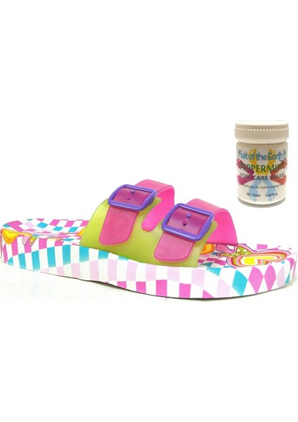 Gzr Bayan Banyo Park Havuz Ev Deniz Bahçe Terliği ve 50ML Nane Ferahlığı Topuk Çatlağı ve Nasır Giderici Krem