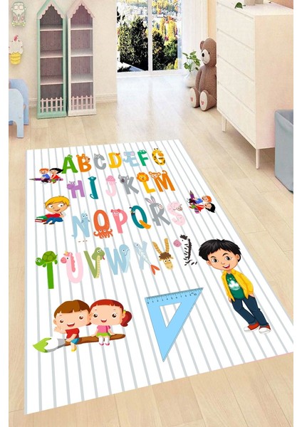 Yıkanabilir Kaymaz Dot Taban Dijital Baskı Çocuk Halısı MRC1551