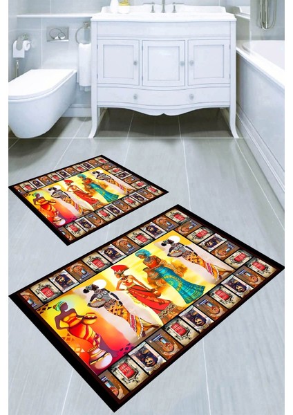 Kaymaz Taban Yıkanabilir 2'li Banyo Paspası (50X60 cm - 60X100 Cm) BRC5202