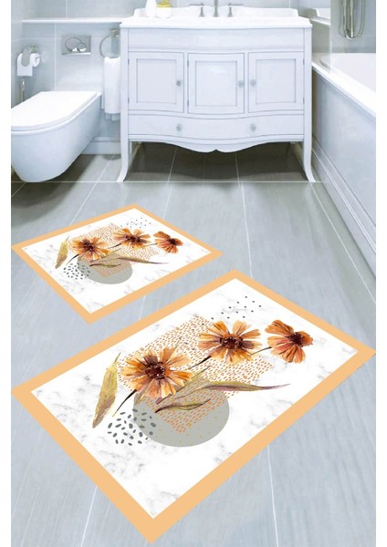 Kaymaz Taban Yıkanabilir 2'li Banyo Paspası (50X60 cm - 60X100 Cm) BRC5201