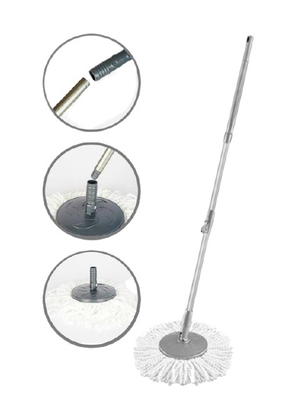 Tüm Döner Temizlik Kovaları ile Uyumlu 360 Derece Döner Sap ve Mop Seti Mikrofiber Mop