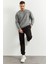 Gri Melanj - Siyah Casual O Yaka Lastik Paça Pamuklu Erkek Oversize Eşofman Takımı - 85120 1