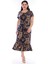 Desenli Eteği Fırfırlı Büyük Beden Elbise 23C-0951 1