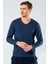 1334 Erkek V Yaka Uzun Kollu T-Shirt - Indigo 3