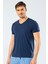 1332 V Yaka Kısa Kollu Erkek T-Shirt - Indigo 2
