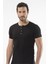1308 Düğmeli Kısa Kollu Erkek T-Shirt - Siyah 3