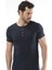 1308 Düğmeli Kısa Kollu Erkek T-Shirt - Lacivert 1