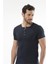 1308 Düğmeli Kısa Kollu Erkek T-Shirt - Lacivert 2