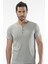 1308 Düğmeli Kısa Kollu Erkek T-Shirt - Gri Melanj 2
