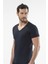 1306 V Yaka Kısa Kollu Erkek T-Shirt - Lacivert 1