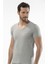 1306 V Yaka Kısa Kollu Erkek T-Shirt - Gri Melanj 1