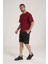 Oversize Erkek Tişört, Yüksek Kalite %100 Pamuk Göğüste Baskı Detaylı Bordo Tshirt 3