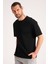 Oversize Erkek Tişört, Yüksek Kalite %100 Pamuk Göğüste Baskı Detaylı Siyah Tshirt 1