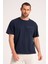 Yuvarlak Yaka Normal Fit Kesim Lacivert Erkek Tişört, Yüksek Kalite %100 Pamuk Kumaş Tshirt 1