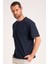 Yuvarlak Yaka Normal Fit Kesim Lacivert Erkek Tişört, Yüksek Kalite %100 Pamuk Kumaş Tshirt 2