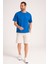 Yuvarlak Yaka Normal Fit Kesim Açık Mavi Erkek Tişört, Yüksek Kalite %100 Pamuk Kumaş Tshirt 3