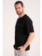 Yuvarlak Yaka Normal Fit Kesim Siyah Erkek Tişört, Yüksek Kalite %100 Pamuk Kumaş Tshirt 2