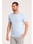 Yuvarlak Yaka Normal Fit Erkek Mavi Tişört, %100 Pamuk Basic Erkek Tshirt 1
