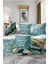 Real Homes 7'li Mavi Zeminli Gold Detay Mery Christmas Temalı Dijital Baskılı Kırlent Kılıfı Seti 1