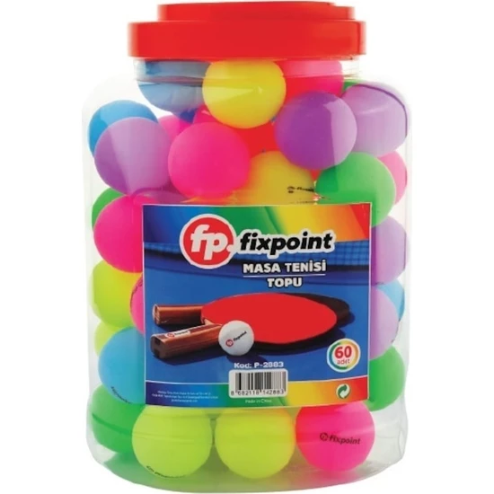 Fixpoint P-2883 Renkli Masa Tenisi Topu - 60'lı Paket