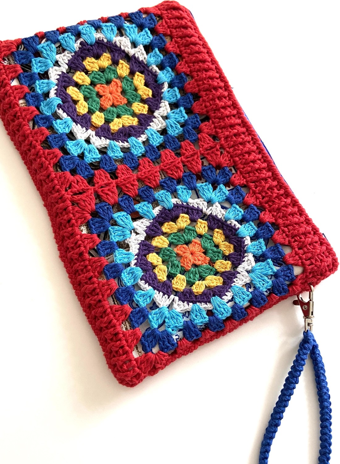 Pafuli El Örgüsü Kroşe Kırmızı Clutch Çanta