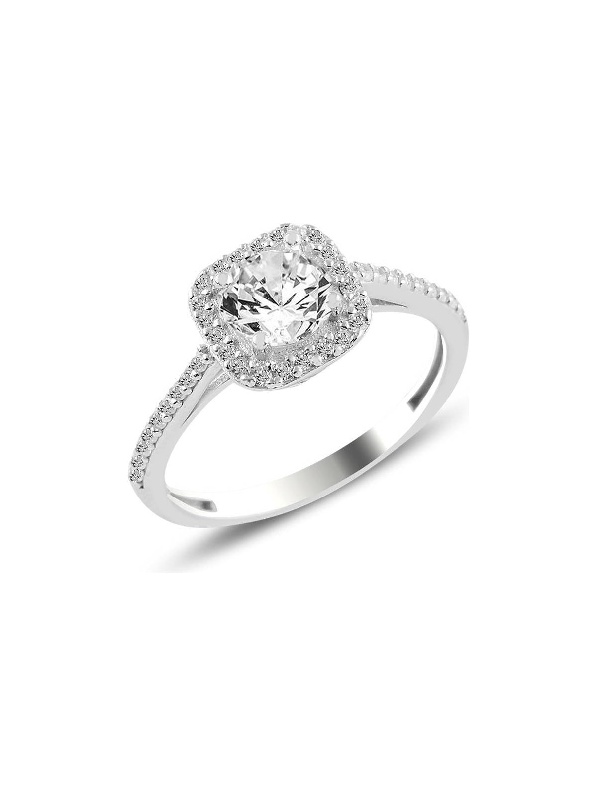 Söğütlü Silver Gümüş Rodyumlu Zirkon Taşlı Kare Yüzük