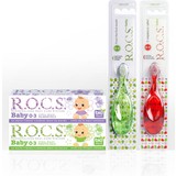 Rocs R.o.c.s. Rocs Baby 0-3 Yaş Diş Ağız Bakım Seti - 2 Diş Macunu ve 2 Diş Fırçası (Kırmızı/yeşil) 4x-Rocs-Baby
