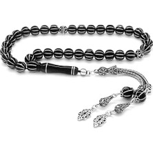 Gümüş Hediye Al 925 Ayar Gümüş Püsküllü Gümüş 10′lu Karpuz Yarma Küre Kesim Erzurum Oltu Taşı Tesbih