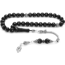 Gümüş Hediye Al 925 Ayar Gümüş Püsküllü Gümüş Hafif Işlemeli Küre Kesim Rus Oltu Tesbih