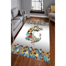 İnka Halı Antibakteriyel Yıkanabilir Kaymaz Dot Taban Dijital Baskı Salon Halısı MRC1742