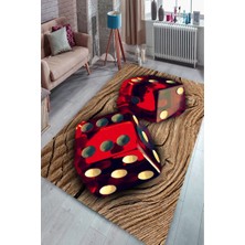 İnka Halı Antibakteriyel Yıkanabilir Kaymaz Dot Taban Dijital Baskı Salon Halısı MRC1887