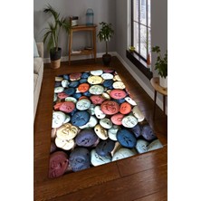 İnka Halı Antibakteriyel Yıkanabilir Kaymaz Dot Taban Dijital Baskı Salon Halısı MRC1844