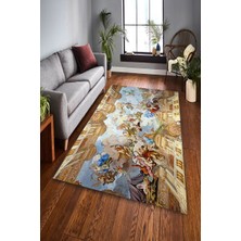 İnka Halı Antibakteriyel Yıkanabilir Kaymaz Dot Taban Dijital Baskı Salon Halısı MRC1862