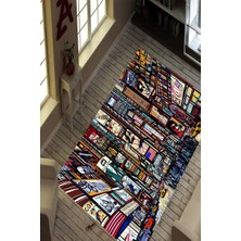 İnka Halı Antibakteriyel Yıkanabilir Kaymaz Dot Taban Dijital Baskı Salon Halısı MRC1663