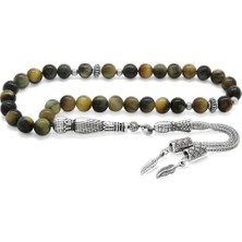 Gümüş Hediye Al Kararmaz Metal Püsküllü Küre Kesim Karışık Renk Kaplangözü Doğaltaş Tesbih