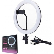 Popüler Cep LED Tripod Işıklı Adaptörlü Telefon Tutucu Makyaj Selfie Işığı Ring Light & Kuaför Çekim Işığı 2.1metre