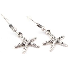 Solfera Mat Metal Deniz Yıldızı Sallantılı Kadın Küpe EX055